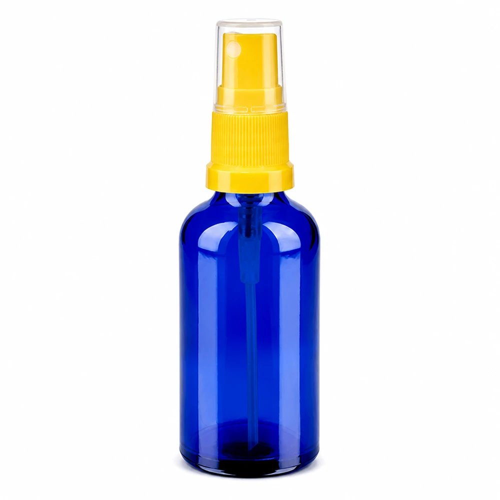 50ml spuitfles geel/tr. STD BlueLine UT18/50 Klein blauw verstuiverflesje 50ml met geel opzetstuk voor schoonmaakmiddelen