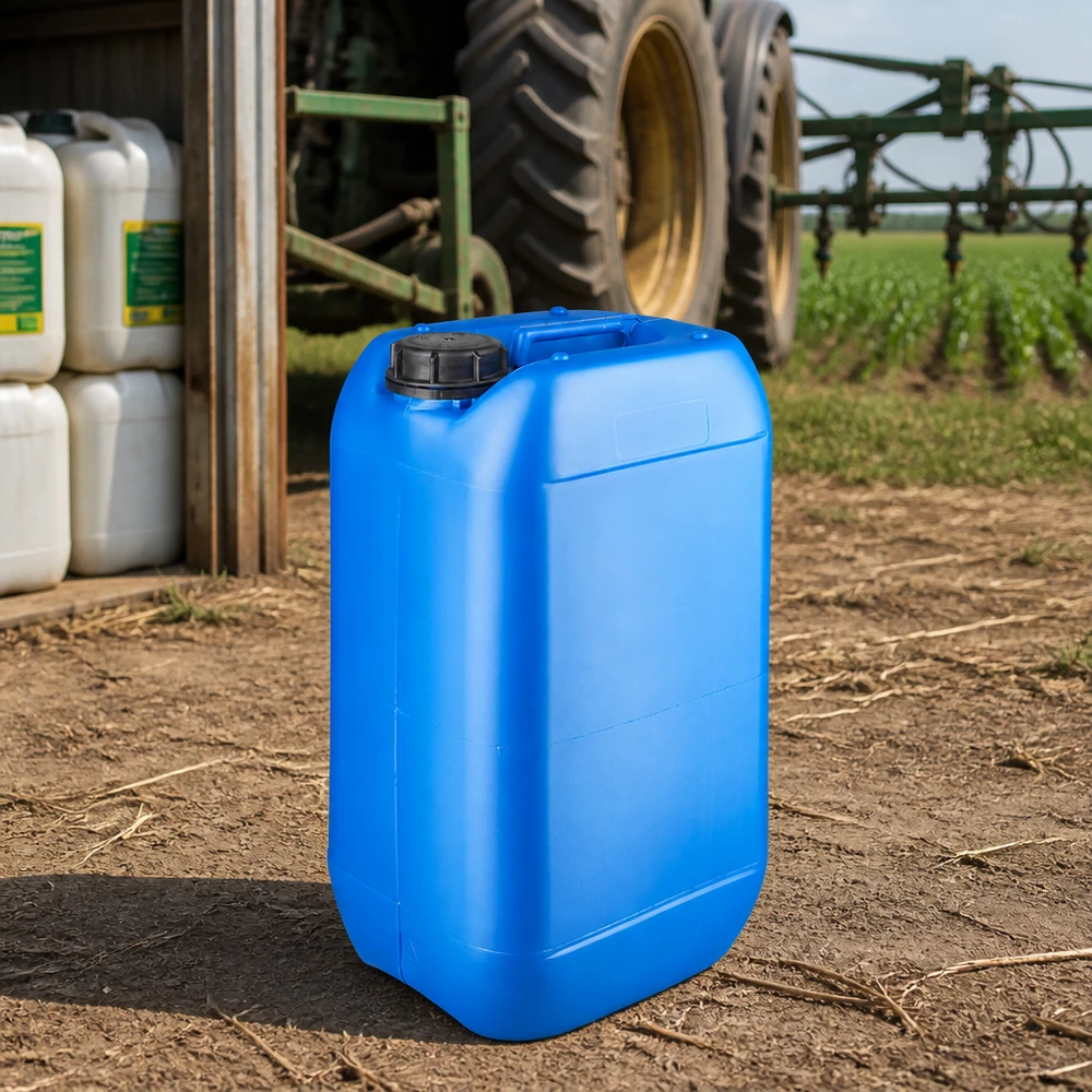 Canister 15 liter blauw met schroefdop OV Draagbare blauwe jerrycan van 15 liter met OV-schroefdop voor gebruik buitenshuis in de landbouw
