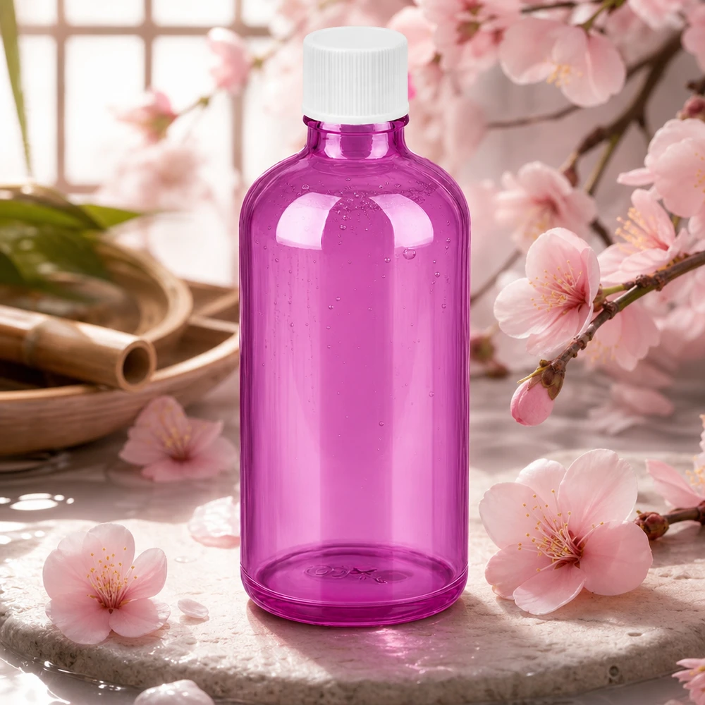 Professionele 100ml cosmeticafles in violet voor laboratoria en apotheken met veilige sluiting