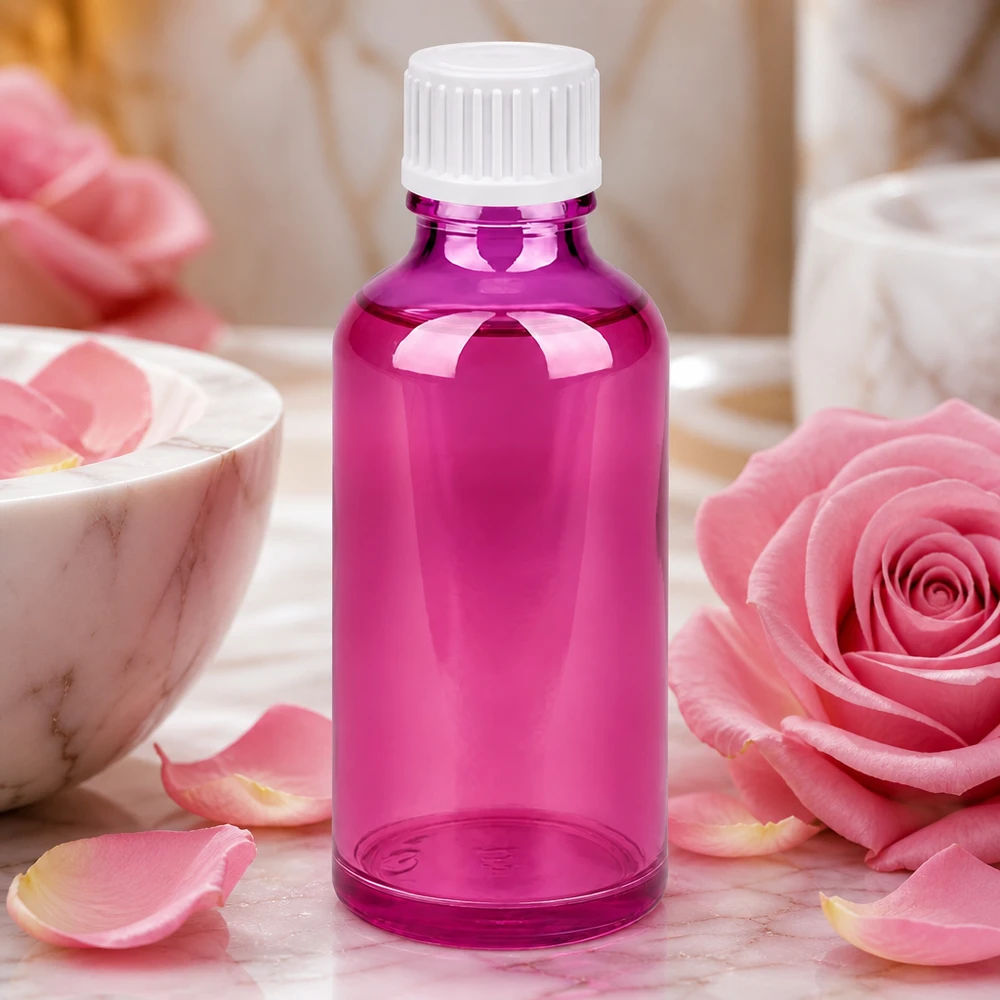 Mondgeblazen glazen fles 50ml in elegant paars ontwerp voor hoogwaardige cosmetische producten