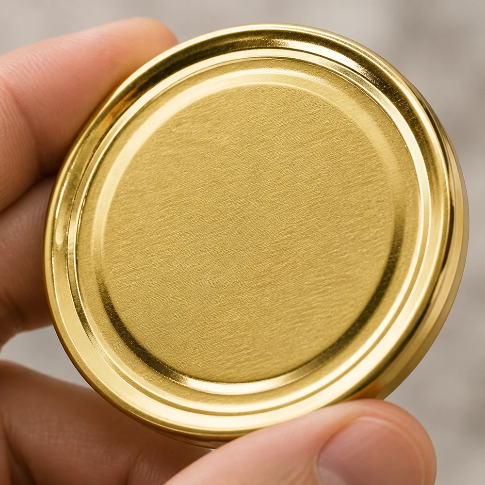 100 mm BasicSeal-deksel goud (TO100) UNiTWIST Onderkant BasicSeal TO100 deksel 100 mm goudkleurig met afdichtrand voor een veilige afsluiting