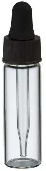 Mini pipetfles 5ml helder, schroefdraad M13 met druppelpipet PL48 zwart/zwart