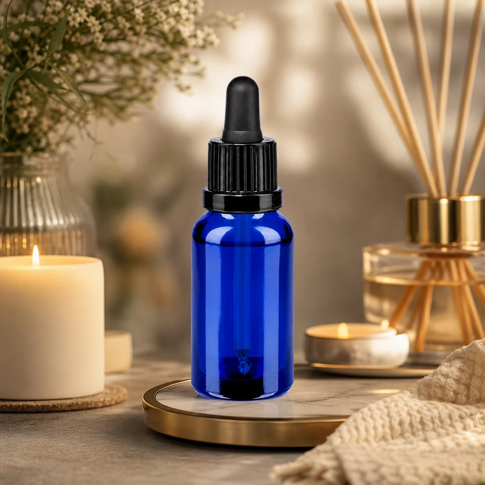 Mondgeblazen glazen fles van 20 ml met lekvrije OV-dop voor het veilig bewaren van vloeistoffen