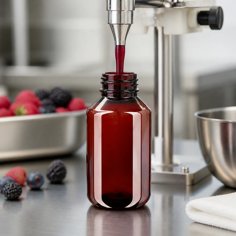 50 ml PET medicijnfles met verstuiver zwart GCMI 28/410 incl. dop transparant, standaard Transparente braune Kunststoffflasche 100ml mit OV Schraubverschluss für flüssige Lebensmittelzusätze