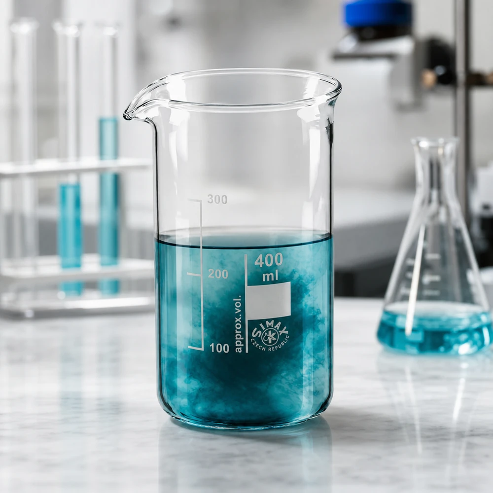 Bekerglas van 400 ml, slanke cilindrische vorm, van borosilicaatglas, met schaalverdeling tot 300 ml