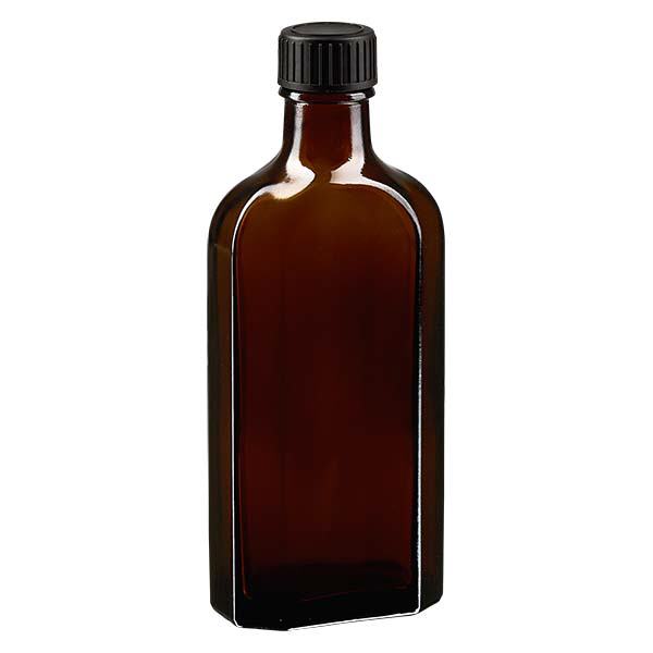 150 ml bruine meplatfles met DIN 22 monding, inclusief schroefsluiting DIN 22 zwart van EPE 150 ml bruine meplatfles met DIN 22 monding, inclusief schroefsluiting DIN 22 zwart van EPE