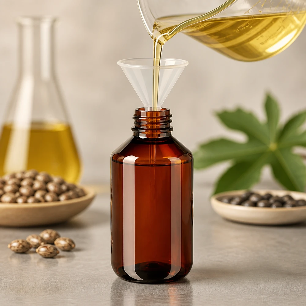 Compacte ronde fles van 100 ml van bruin PET, ideaal voor etherische oliën en natuurlijke extracten
