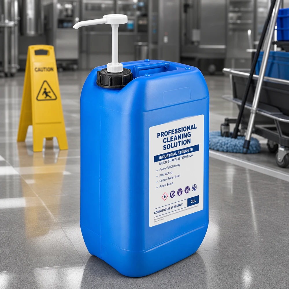 Canister 15 liter blauw met doseerpomp Voedselveilige HDPE-kan van 15 liter, blauw, met pomp voor een efficiënte dosering van vloeistoffen