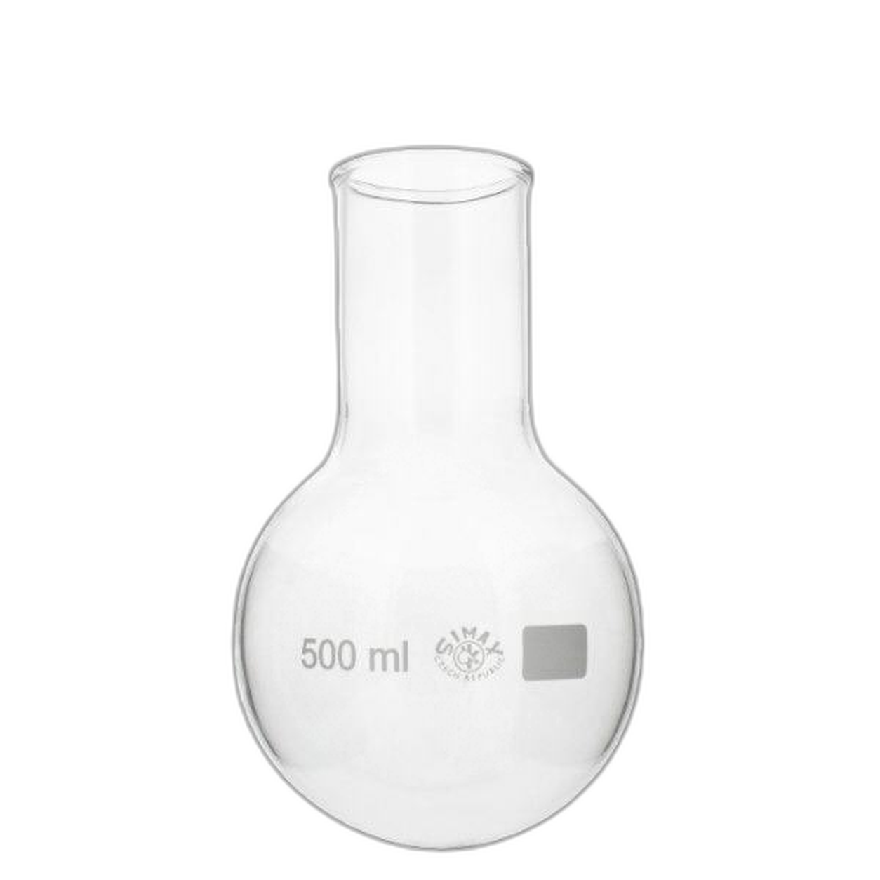 Rondbodemkolf met wijde hals van hittebestendig borosilicaat