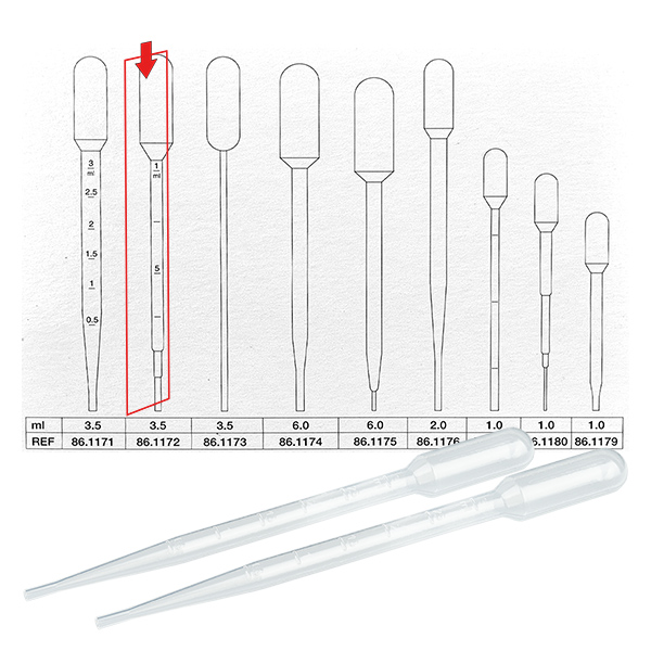 Transferpipet, nominaal volume: 3,5 ml, (LxB): 155 x 15 mm, Ma Transferpipet, nominaal volume: 3,5 ml, (LxB): 155 x 15 mm, Ma