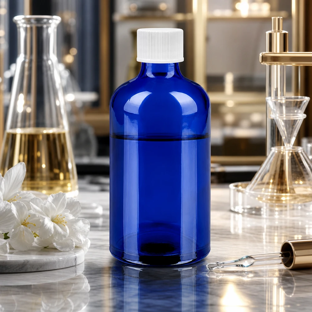 Handige 100ml blauwe apothekersfles met smalle 11mm schroefdraad voor mobiele toepassingen onderweg