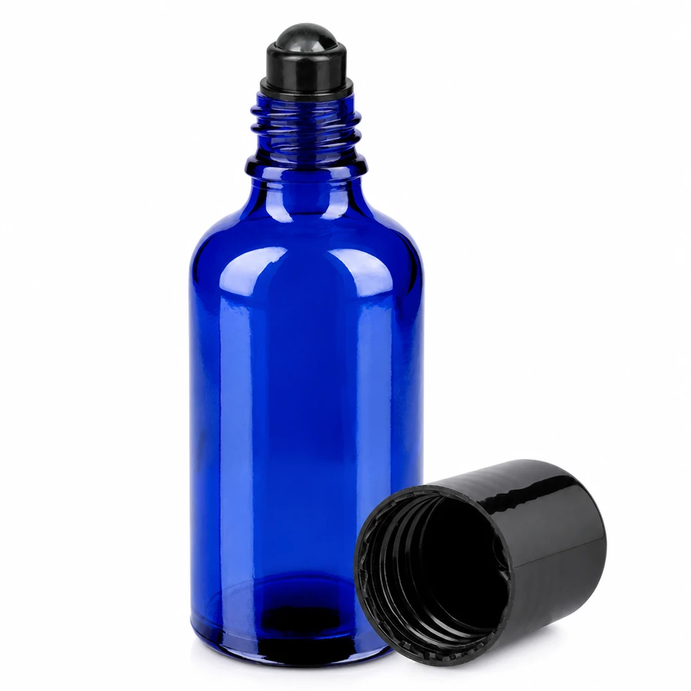 50ml flacon roll-on zwart STD BlueLine UT18/50 50 ml glazen roller STD BlueLine UT18/50 compact formaat, perfect voor op reis