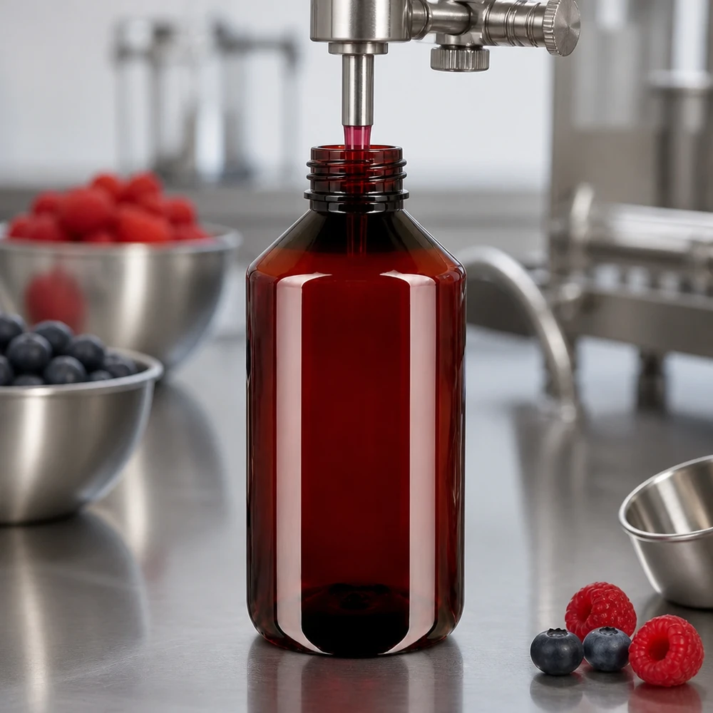 PET fles 750ml met witte verzegelstop Lichtbestendige fles van 750 ml, bruin, voor vruchtensiroop en bessenextracten in de productie