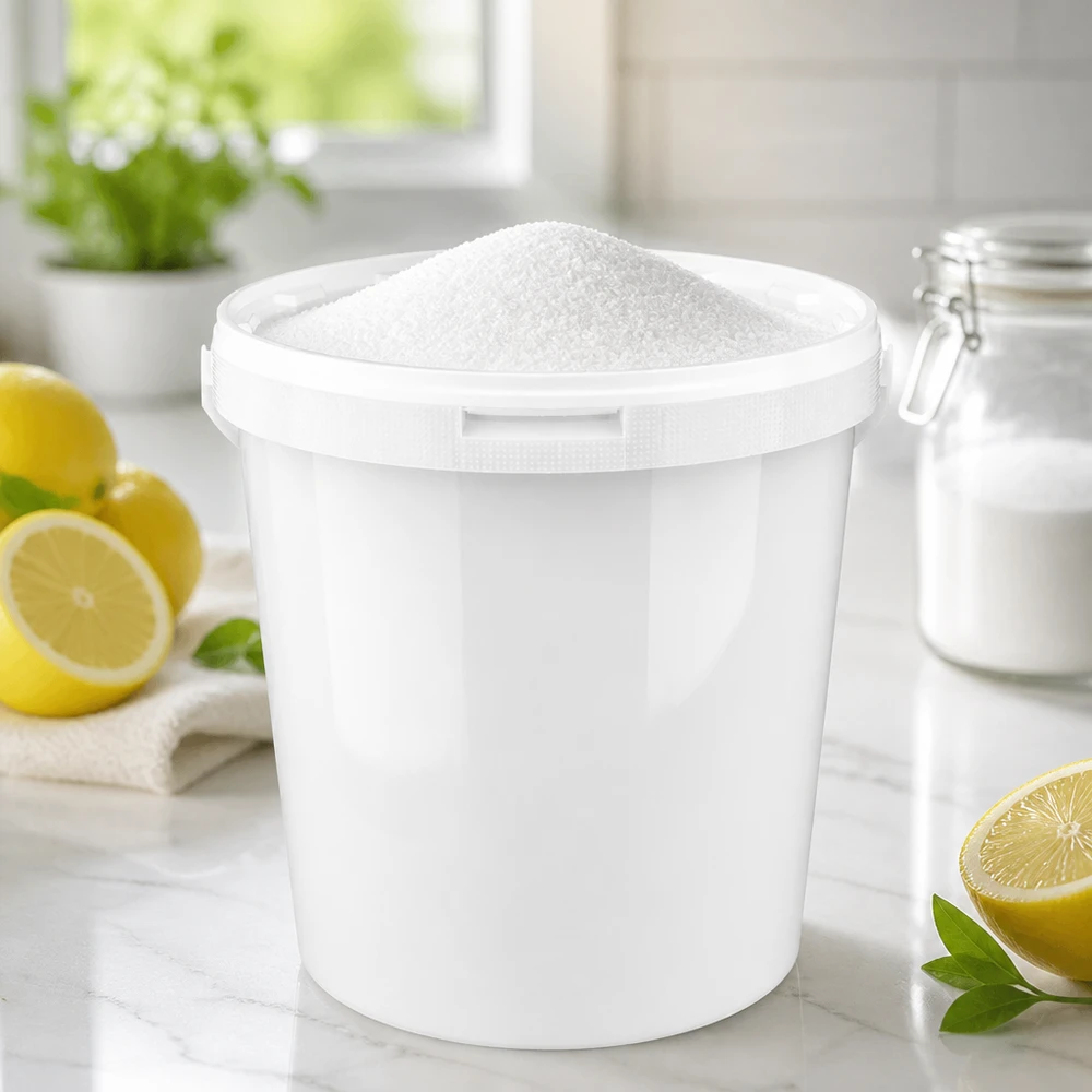 10,7 liter emmer van wit PP plastic met deksel Stevige witte kunststofemmer van 10,7 l met deksel, geschikt voor poeder, levensmiddelen en chemicaliën