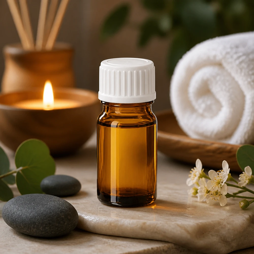 Klein 5ml glazen flesje met druppeldop in bruine kleur voor essentiële oliën en cosmetica