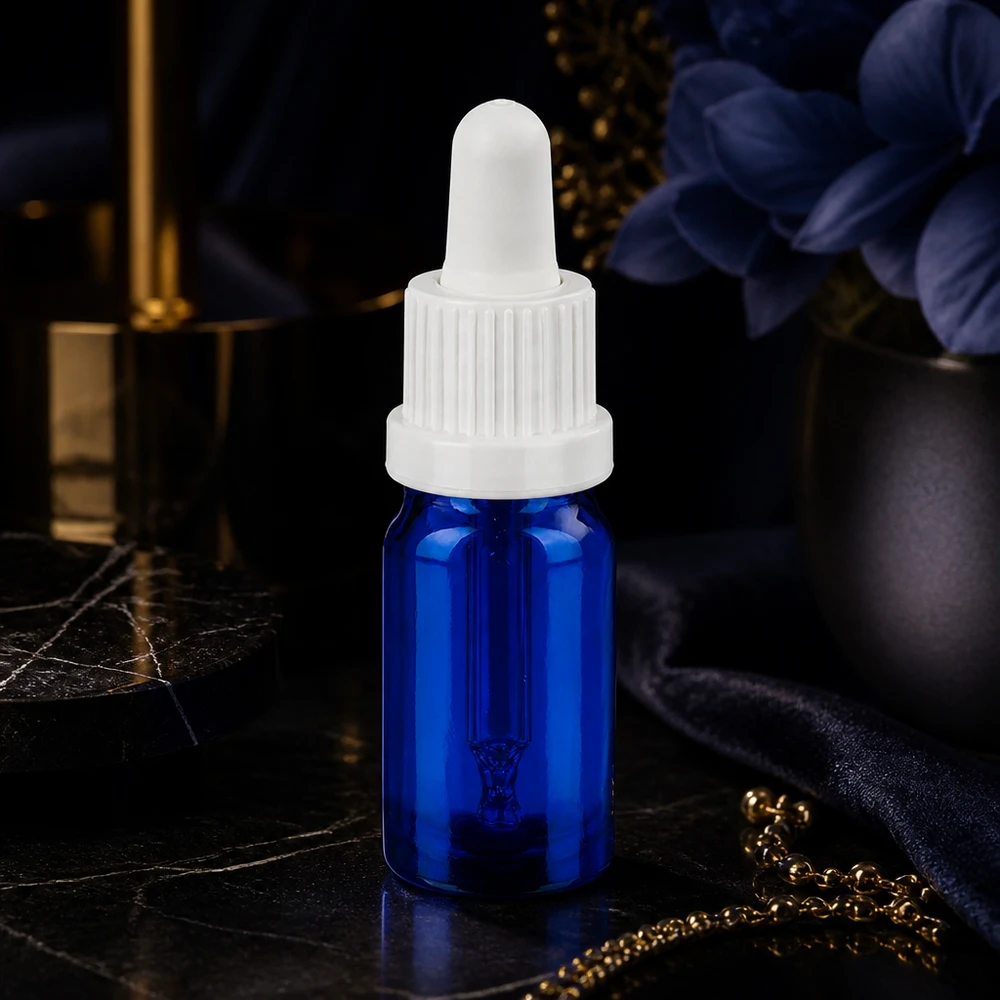 5ml pipetfles wit OV BlueLine UT18/5 Handig glazen flesje met druppelaar met een inhoud van 5 ml, perfect voor op reis en onderweg