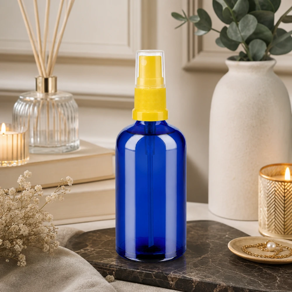 100ml spuitfles geel/tr. STD BlueLine UT18/100 Premium glazen fles 100ml met STD schroefdraad en verstuiver voor professionele toepassingen