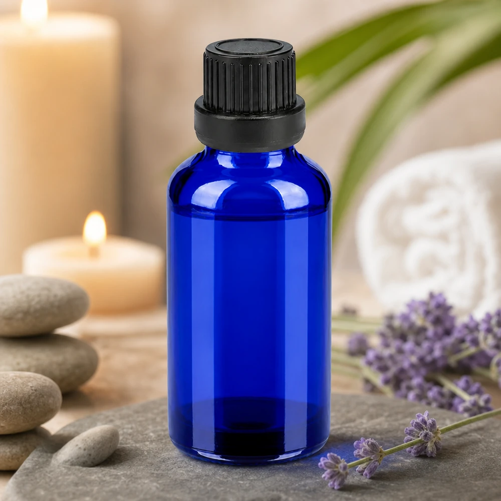 30ml 11mm SV zwart OV BlueLine UT18/30 Apothekersfles 30ml gemaakt van UV-bestendig kobaltglas met veilige verzegelde sluiting
