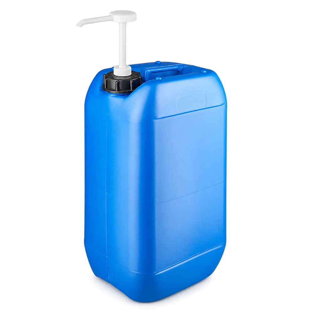 Canister 15 liter blauw met doseerpomp Stevige industriële jerrycan van 15 liter met pomp voor het gedoseerd afnemen van vloeistoffen