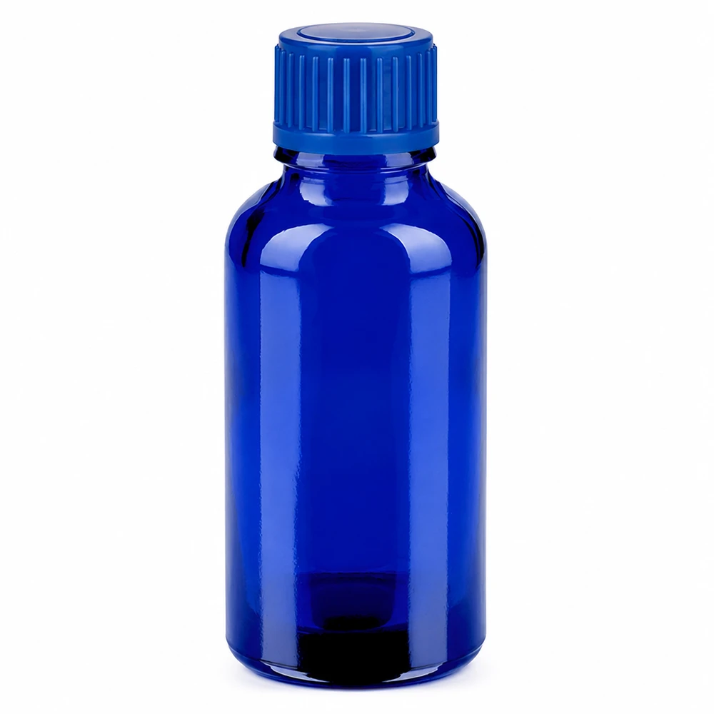 Hoogwaardige blauwe glazen fles 30ml UV-bescherming voor lichtgevoelige stoffen