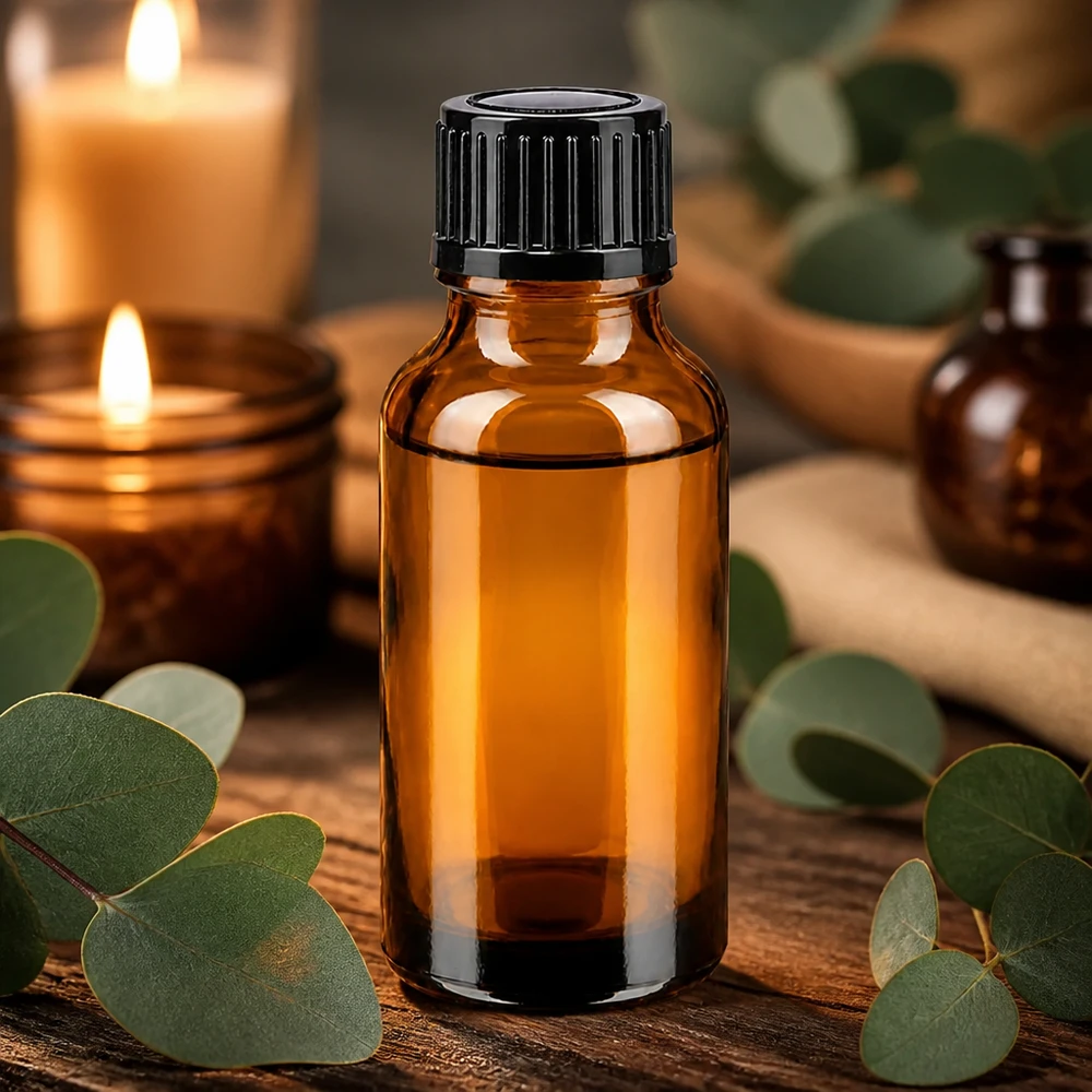 Bruine glazen fles 20ml met zwart druppelsluiting 1mm St Compacte druppelfles van 20 ml, gemaakt van bruin veiligheidsglas met een geribbelde zwarte dop