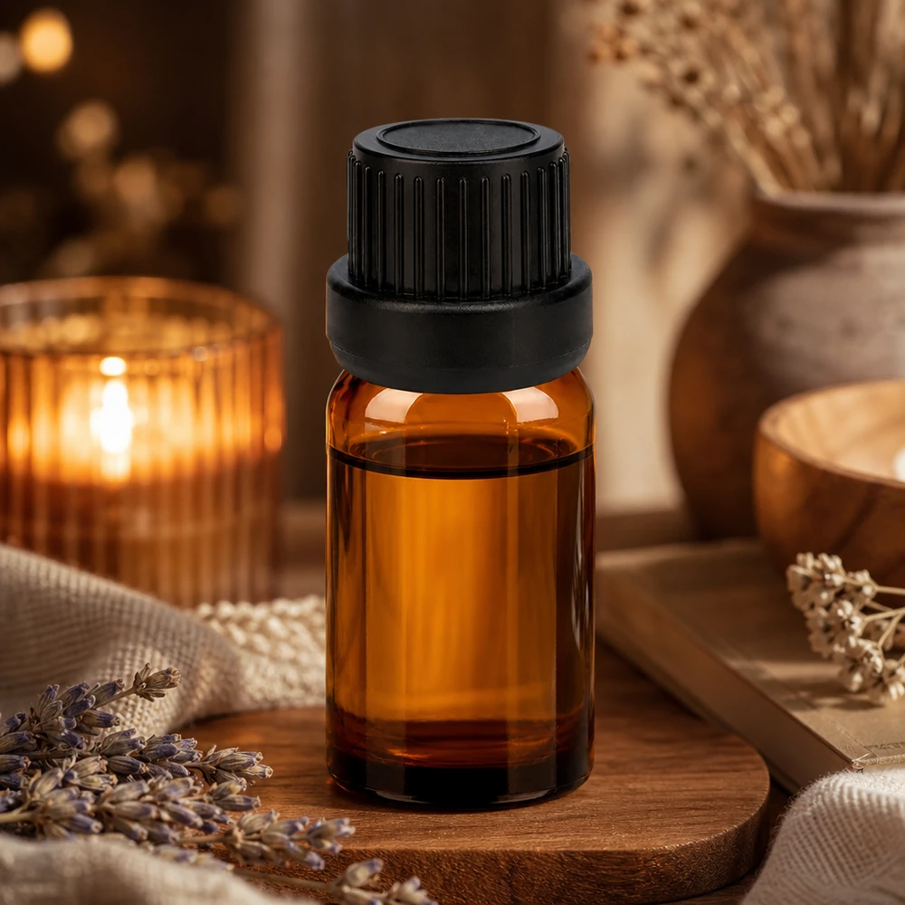 Compact glazen flesje van 5 ml in bruin met 11 mm opening voor het nauwkeurig doseren van essences