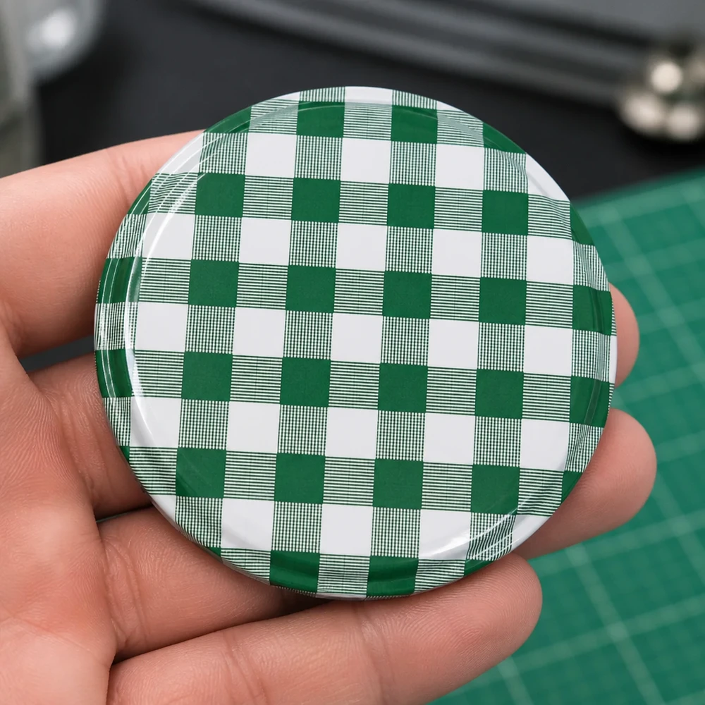 82 mm BasicSeal TO82 universele deksel, geruit, groen-wit, geschikt voor inmaakpotten