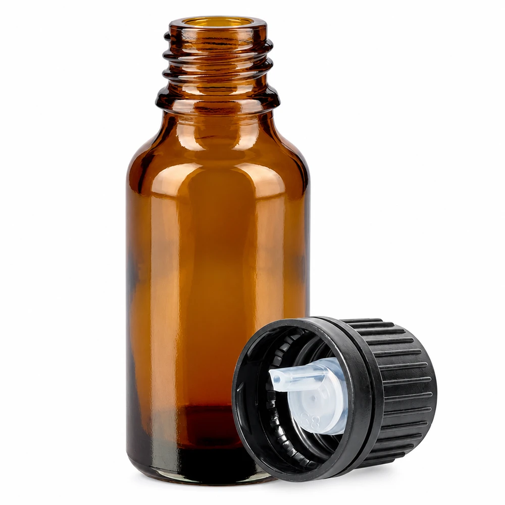 20ml druppelflacon 1mm zwart OV BrownLine UT18/20 Hoogwaardige glazen fles van 20 ml in bruin met praktische druppelaar voor nauwkeurig doseren