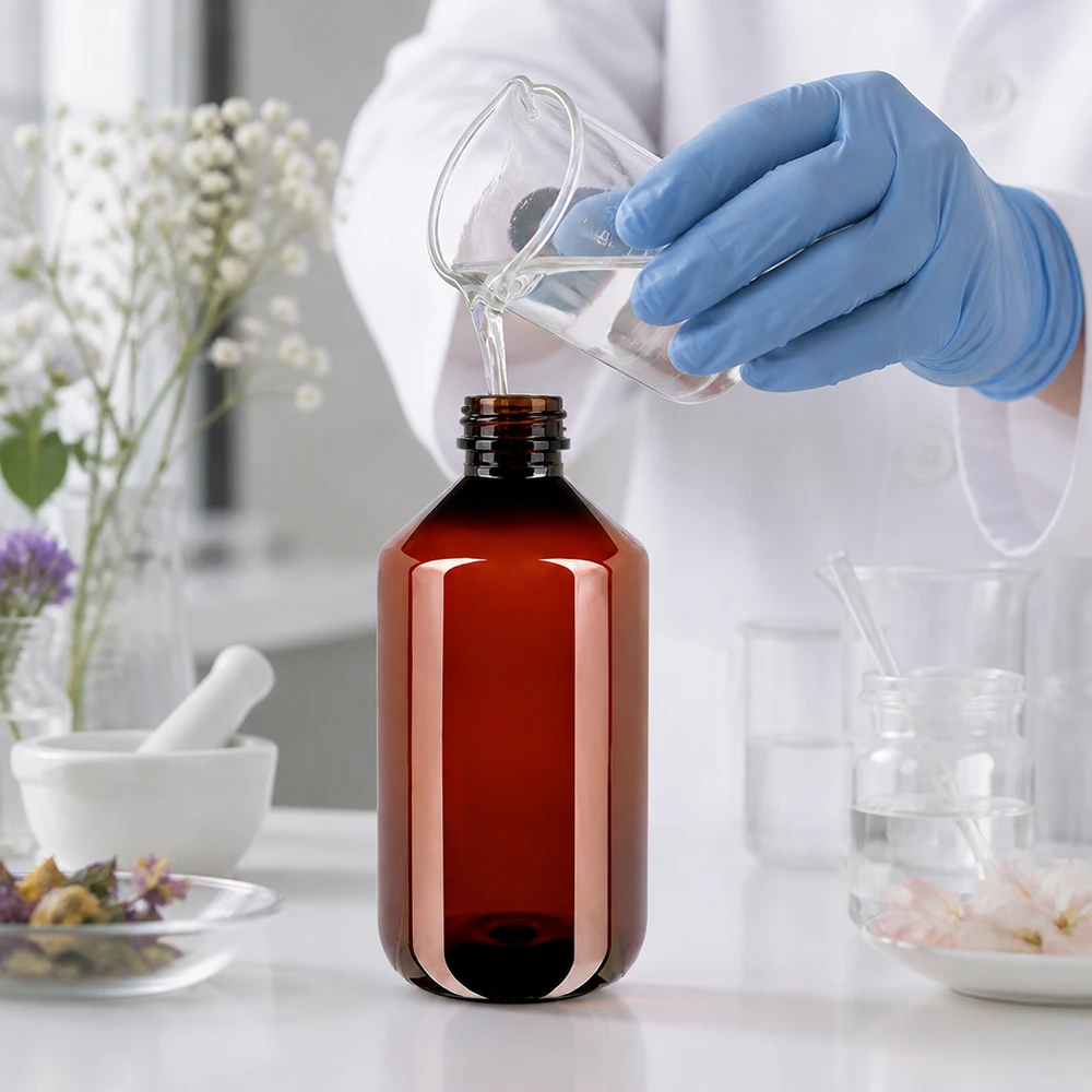 PET fles 500ml met bruine dop standaard Robuste 500ml PET Vorratsflasche braun mit standardisiertem Verschluss für Naturheilkunde