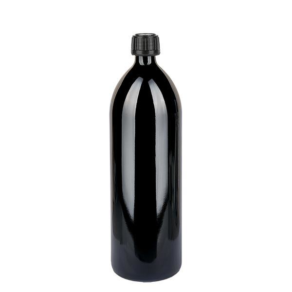 Waterfles violet glas 1000ml rond, met schroefdop Waterfles violet glas 1000ml rond, met schroefdop