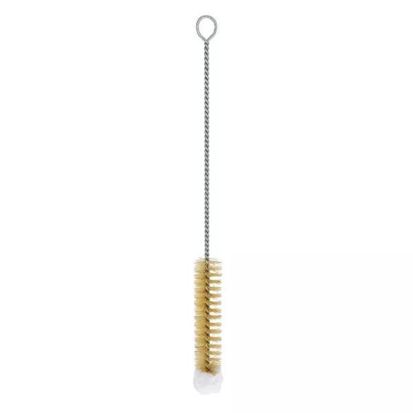 Ronde reinigingsborstel met katoenen kop ?16mm. Ideaal voor het schoonmaken van reageerbuizen. Natuurlijk haar en katoen. 22 cm totale lengte.