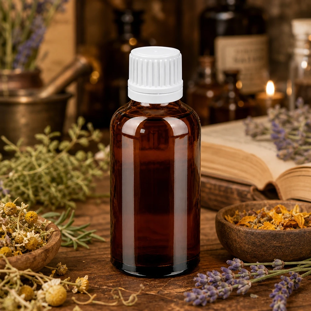 Navulbare 50ml BrownLine druppelflacon van recyclebaar amberkleurig glas voor duurzaam gebruik