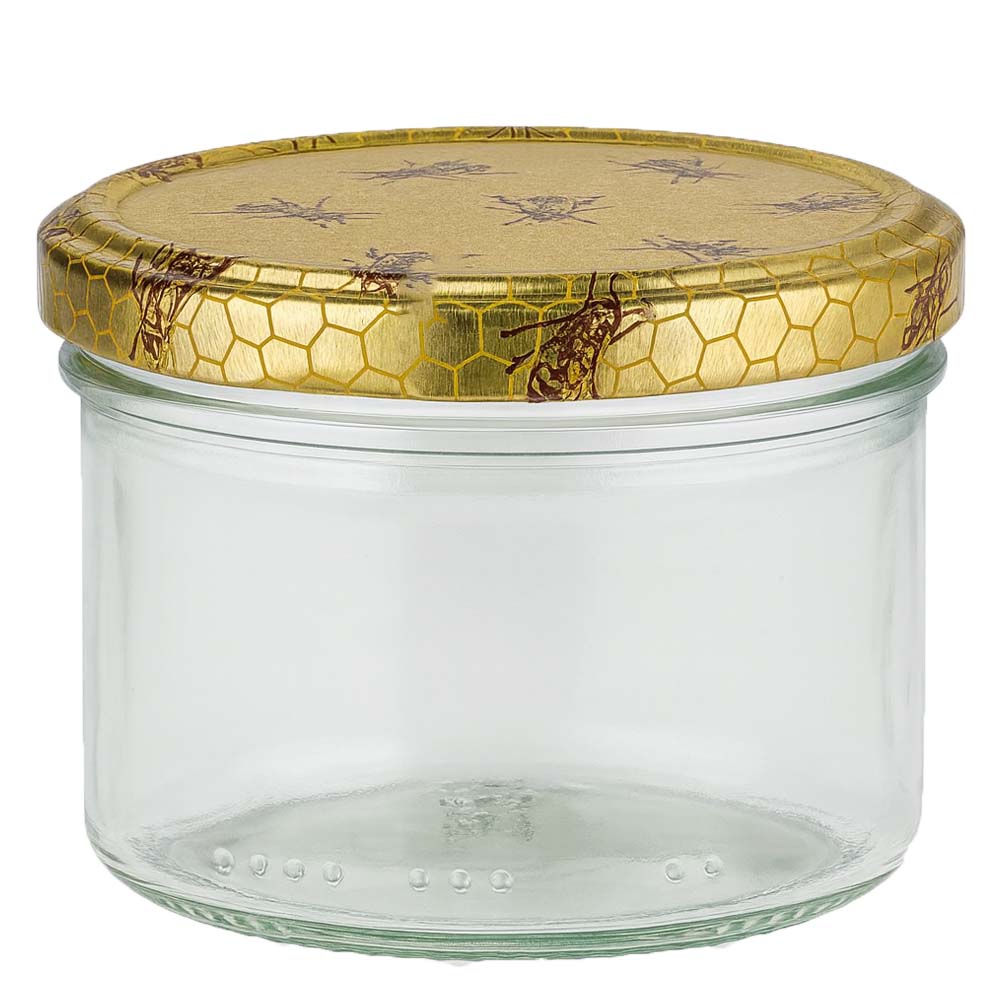 Honingpot 300 g met deksel met honingraatmotief BasicSeal UNiTWIST