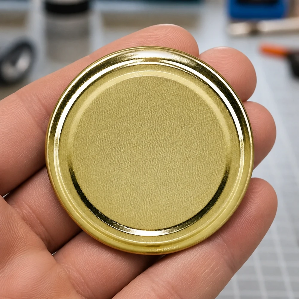66 mm BasicSeal-deksel goud (TO66) UNiTWIST Vlakke, ronde schroefdop 66 mm goudkleurig BasicSeal TO66 UNiTWIST met gerande rand