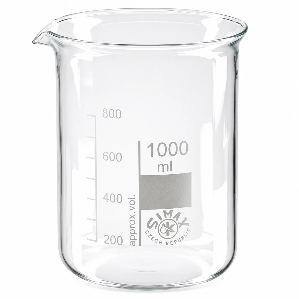 Lage vormbeker 1000ml borosilicaatglas met schenktuit voor nauwkeurig laboratoriumwerk