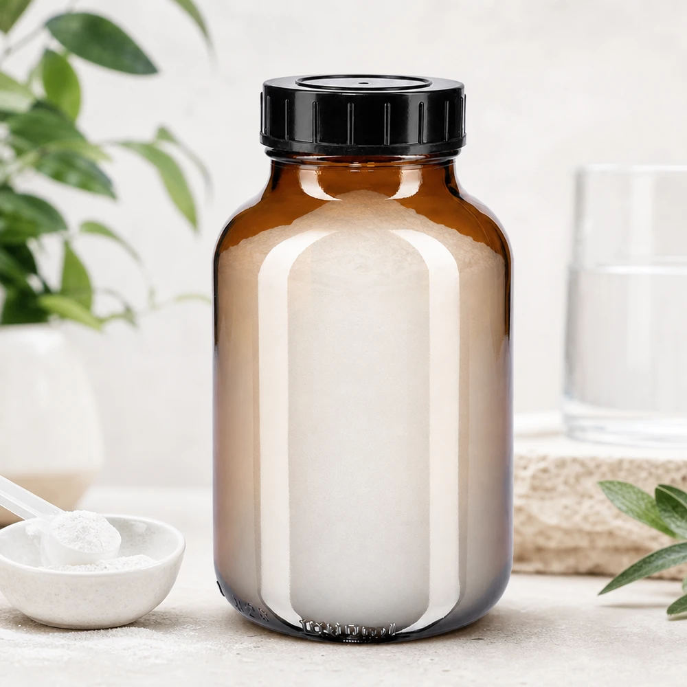 Fles met wijde hals 1000 ml bruin glas met schroefdeksel