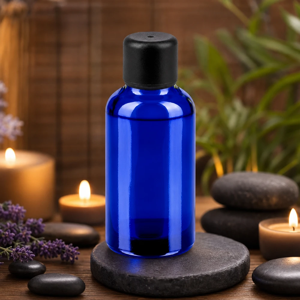 30ml fles 6mm SV zwart STD BlueLine UT18/30 Hoogwaardige 30ml violette glazen fles met zwart deksel voor optimaal behoud van actieve ingrediënten