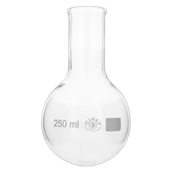 Platbodem kolf 250ml nauwe hals borosilicaat met afgeronde rand