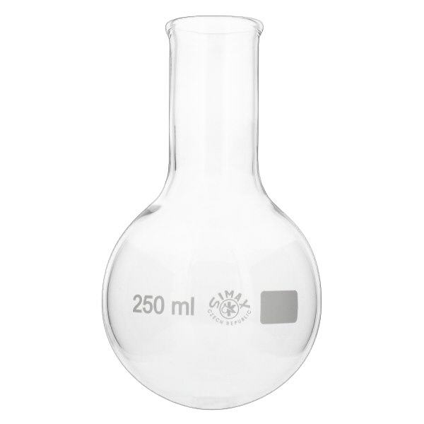 Platbodem kolf 250ml nauwe hals borosilicaat met afgeronde rand Platbodem kolf 250ml nauwe hals borosilicaat met afgeronde rand