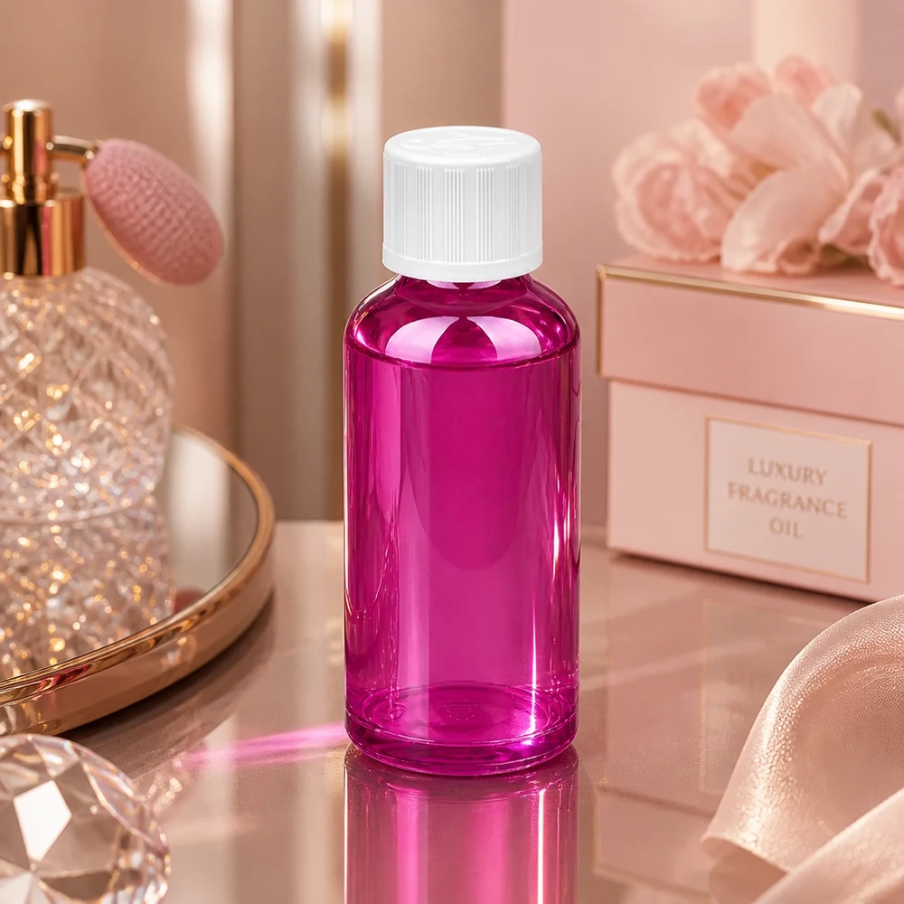 Robuuste multifunctionele fles van 50 ml in intens violet voor het laboratorium en de cosmetica-industrie