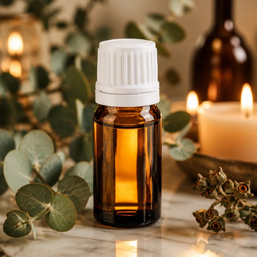 Druppelflesje van 5 ml van bruin glas met witte veiligheidsdop, ideaal voor cosmetica en farmacie