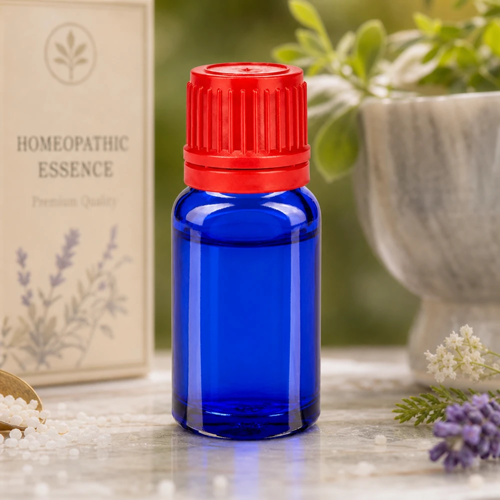10ml precisiefles blauw met rode doseerdop voor nauwkeurige dosering van actieve ingrediënten