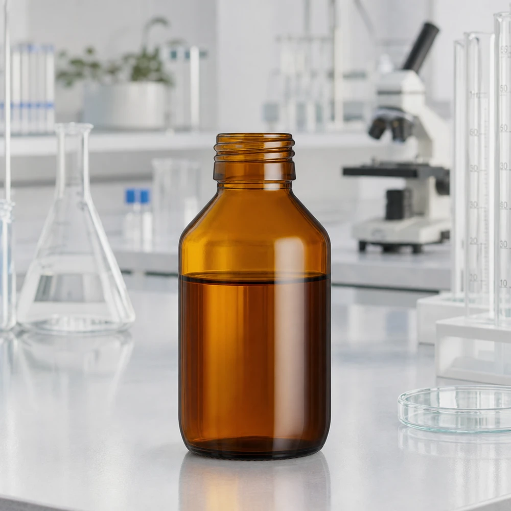 Bruin glazen flesje 100ml voor medicijnen zonder dop PP28 draad