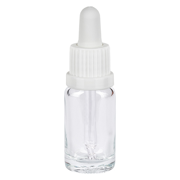 10ml pipetfles wit OV ClearLine UT18/10 Pipetflesje van 10 ml van helder glas met witte druppeldop, ClearLine-serie