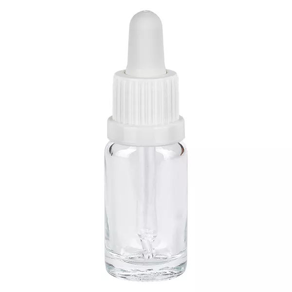 10ml pipetfles wit OV ClearLine UT18/10 Pipetflesje van 10 ml van helder glas met witte druppeldop, ClearLine-serie