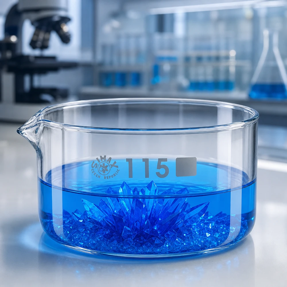 Kristalliseerschaal 500ml met schenktuit Kristallisatiebak van 500 ml, laag model, met uitgietmond voor chemische kristallisatie, Ø 115 mm