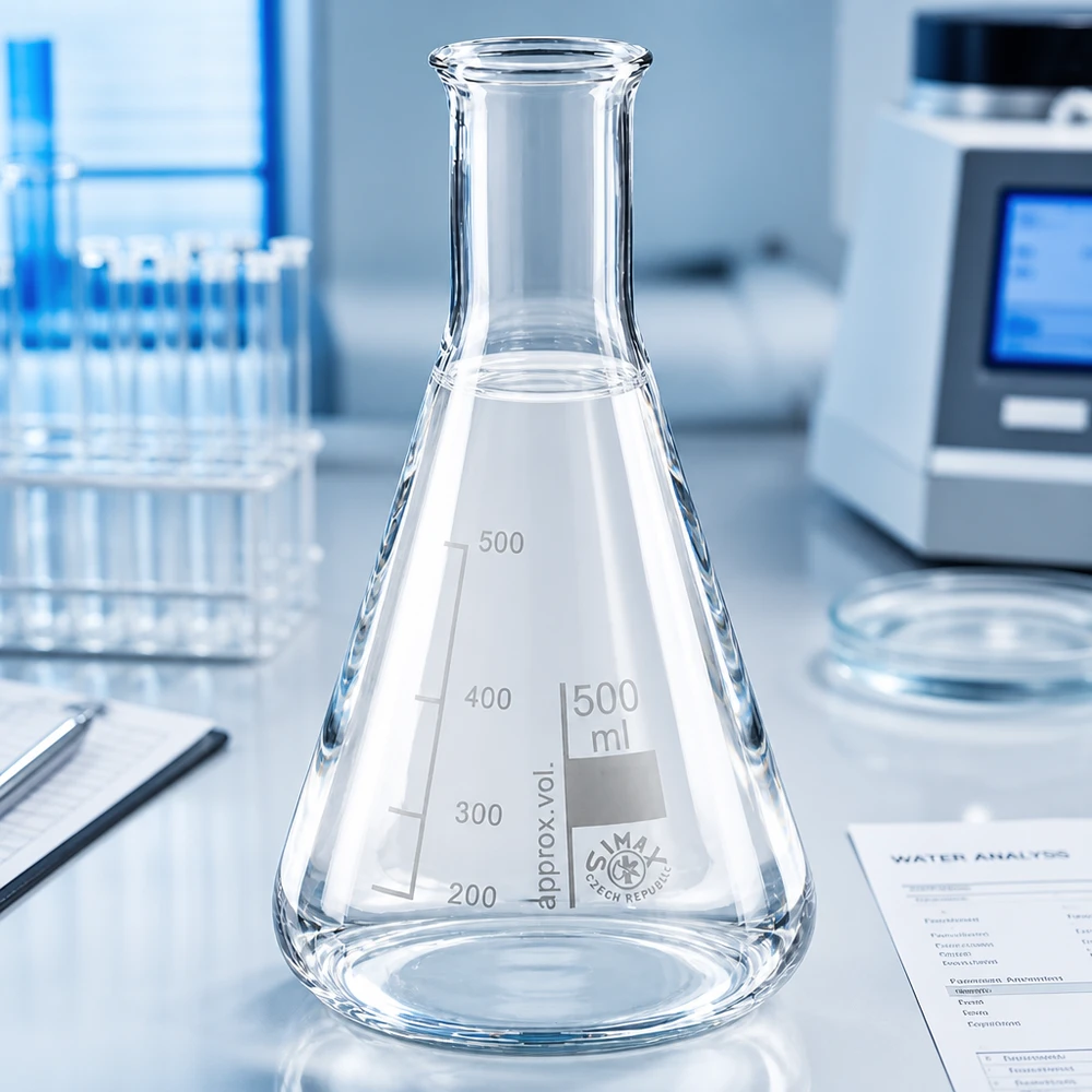 Erlenmeyer 500 ml met smalle hals voor exacte volumemeting
