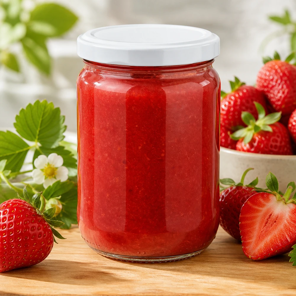 555 ml rond glas + BasicSeal-deksel wit UNiTWIST UNiTWIST ronde glazen pot van 555 ml met BasicSeal-deksel, wit, ideaal voor het inmaken van bessenjam