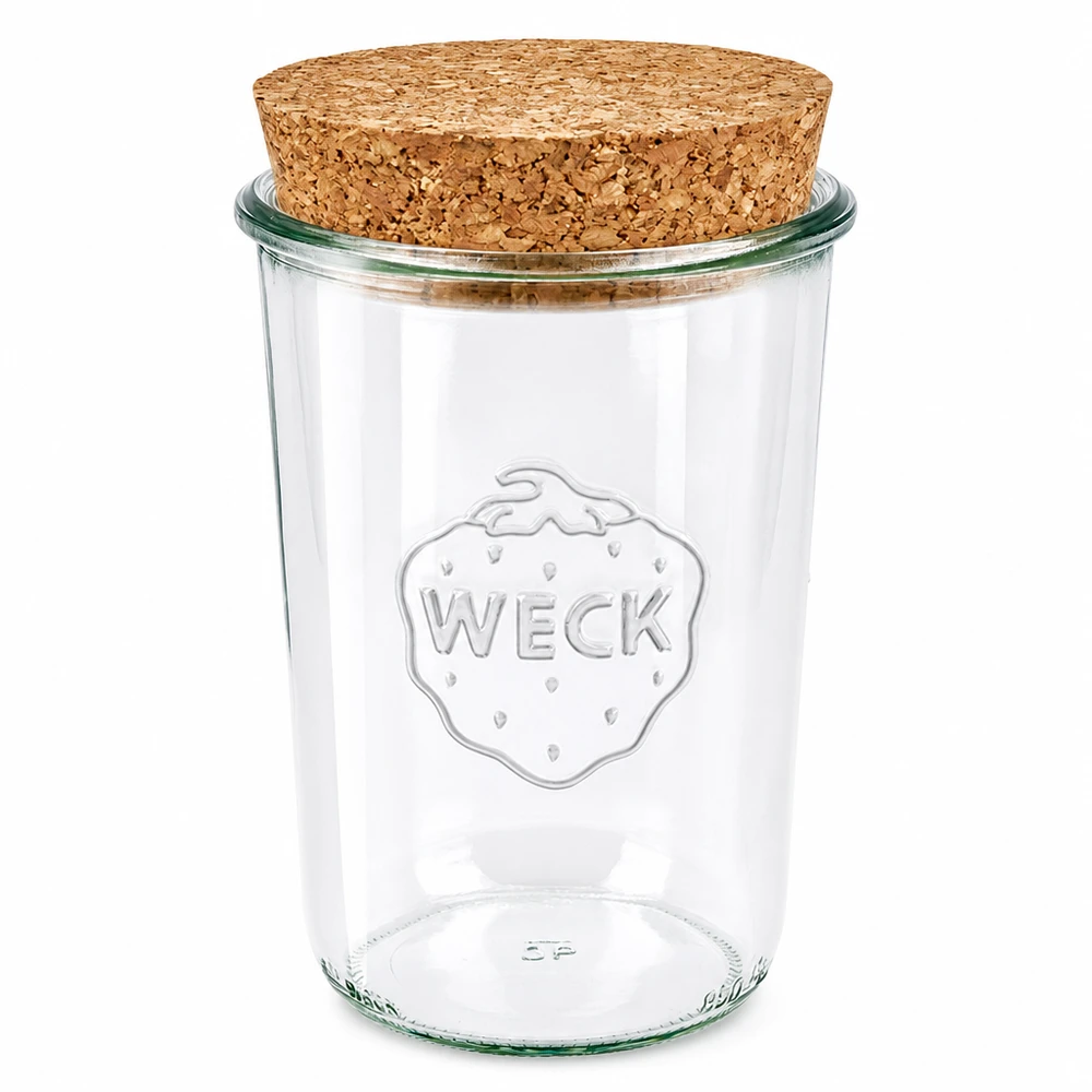 850ml stortglas WECK RR100 met kurk WECK tuimelpot 850ml RR100 met natuurlijk kurkdeksel inmaakpot voorraadpot transparant