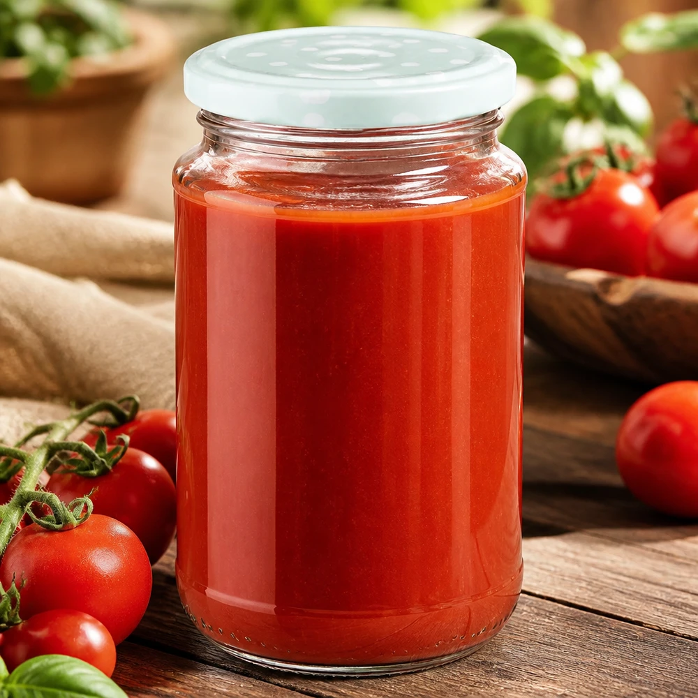 Rond glas van 320 ml + BasicSeal-stippen, mint, mat, UNiTWIST Bewaarpot van 320 ml van UNiTWIST met een gepassiveerd deksel met stippen in de kleur mint mat, geschikt voor tomatensauzen
